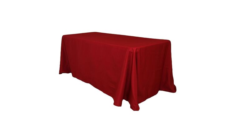 Polyester | 90″ x 156″ Rectangular Polyester Tablecloth – Apple Red | Rental