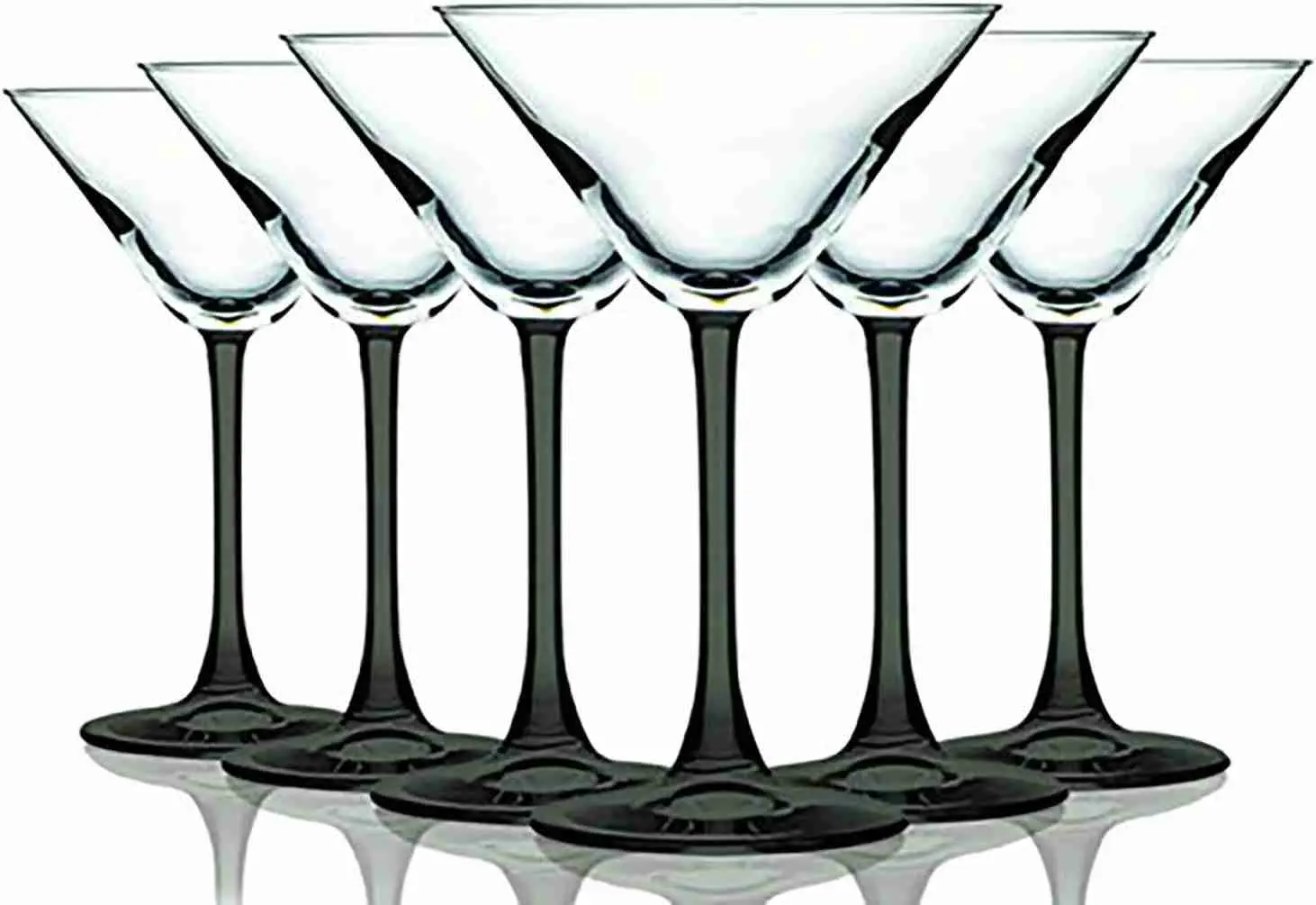 Martini Glass –  Smoke Gray Accent Stem 10 oz Martini/Cocktail Wine Glasses – Set of 6 by TableTop King – Additional Vibrant Colors Available | Rental