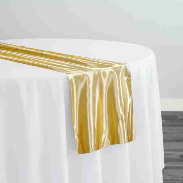 Bridal Satin Table Runner in Gold 902 | Rental Bridal Satin Table Runner in Gold 902 | Rental