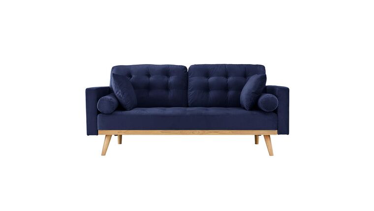 Navy Blue Misty Mid Century Modern Tufted Velvet Sofa | Rental