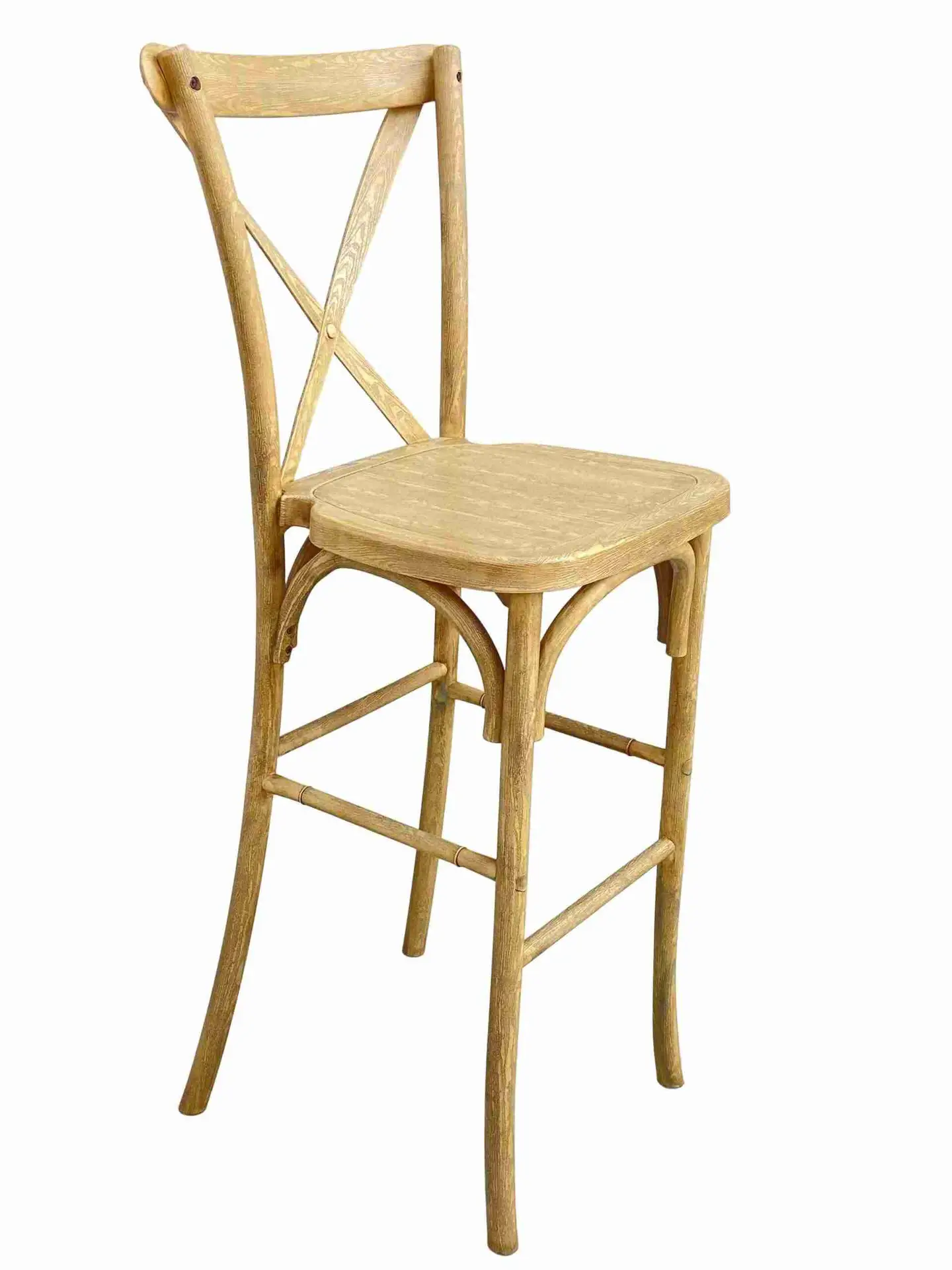 Natural Resin Steel Skeleton™ Cross Back Barstool (Per Unit Price Shown – Sold only in Quantities of 2) Some Assembly Required | Rental