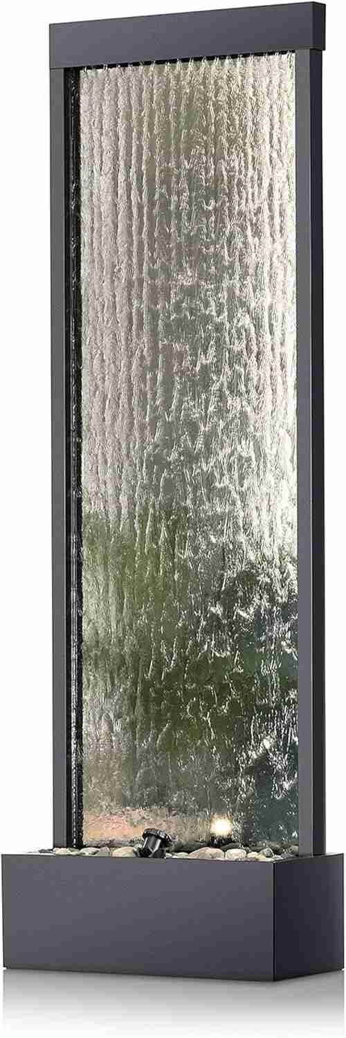 Alpine Corporation Mirror Waterfall Fountain with Stones and Lights – Zen Indoor/Outdoor Decor for Office, Living Room, Patio, Entryway – 72 Inches : Home & Kitchen | Rental