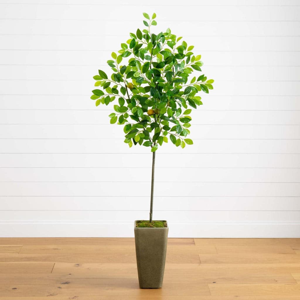6’ Lemon Artificial Tree in Olive Green Planter | Rental