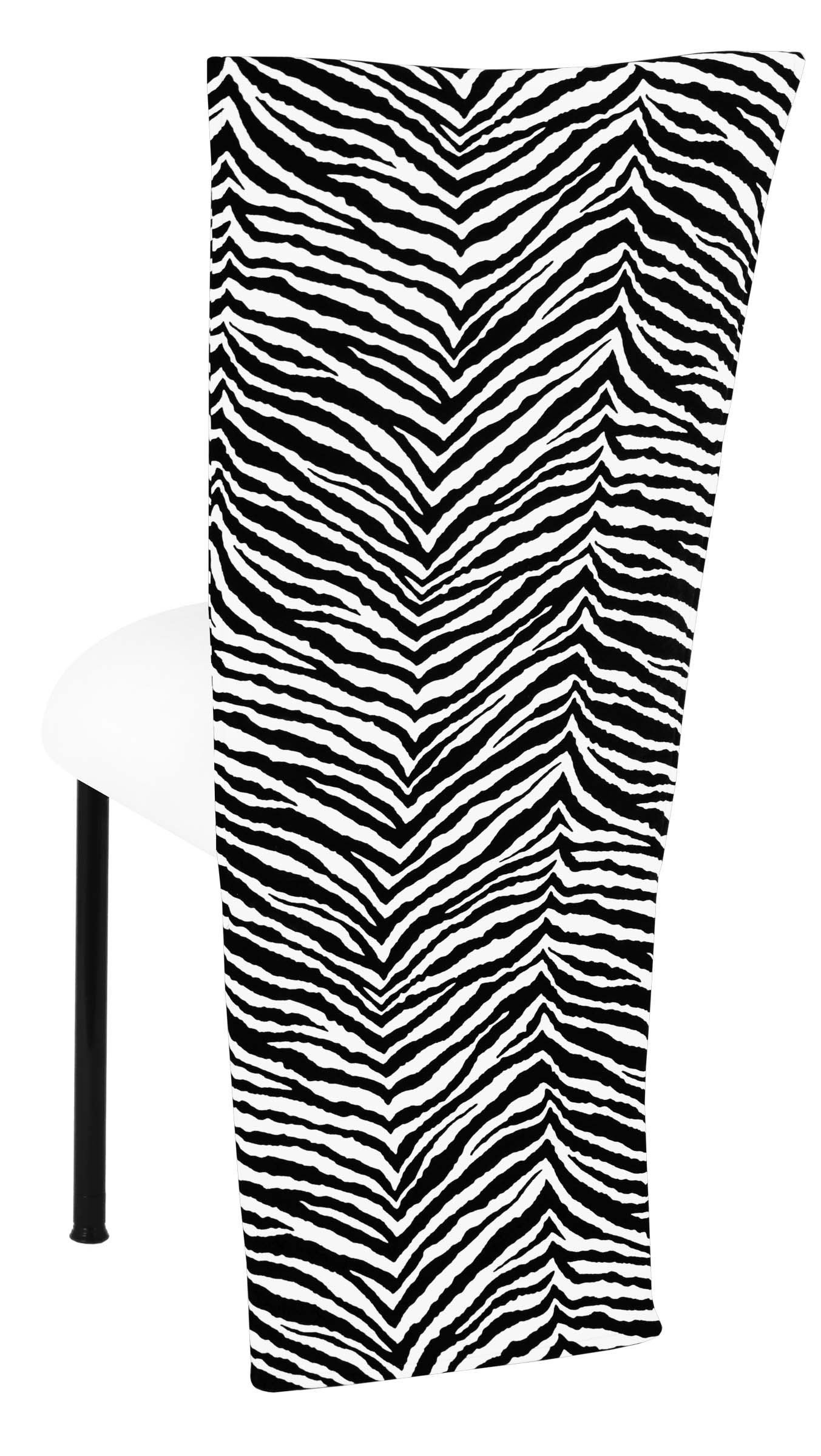 Black and White Zebra Jacket with White Suede Cushion on Black Legs – Chameleon Chair Collection | Rental