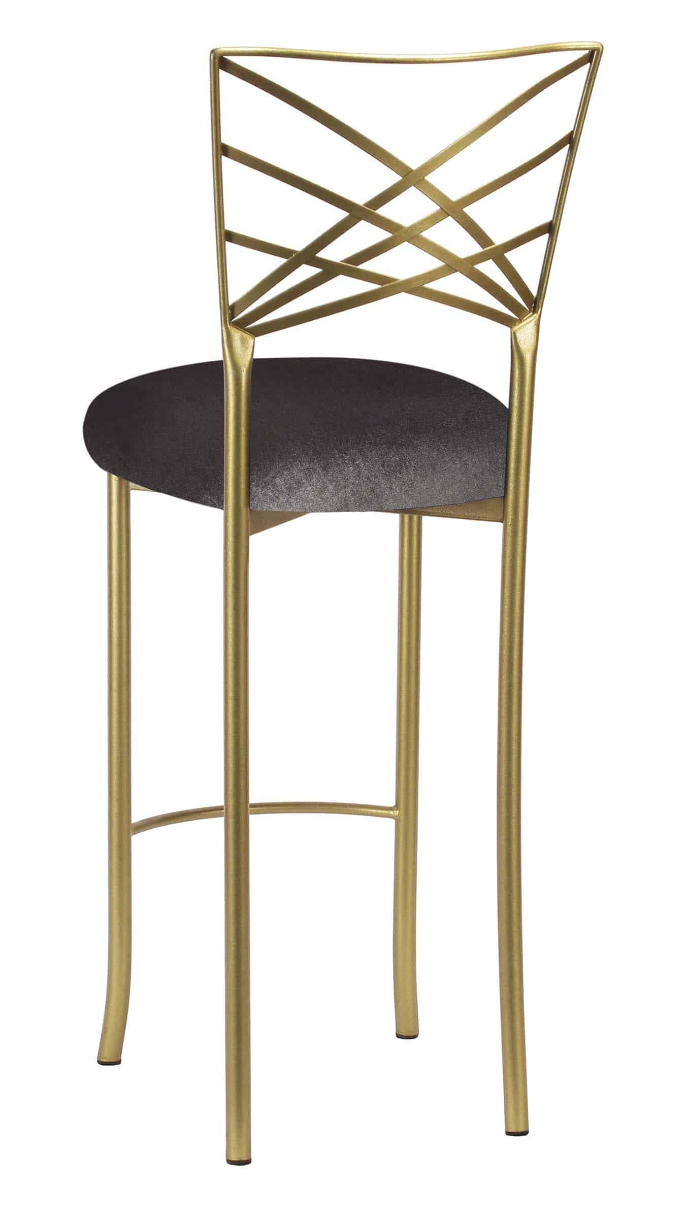 Gold Fanfare Barstool with Charcoal Velvet Cushion – Chameleon Chair Collection | Rental
