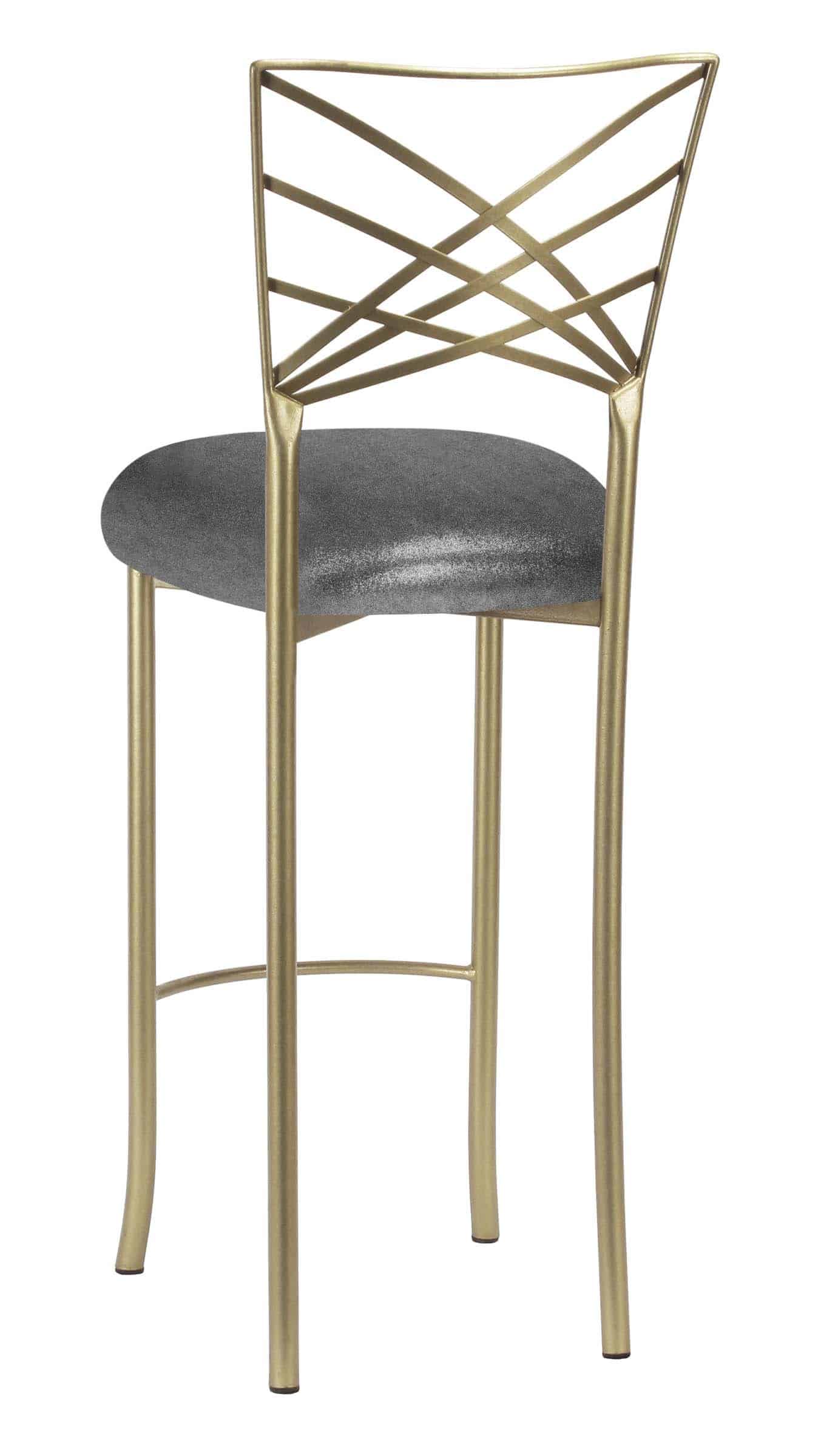 Gold Fanfare Barstool with Green Gunmetal Stretch Knit Cushion – Chameleon Chair Collection | Rental Gold Fanfare Barstool with Green Gunmetal Stretch Knit Cushion – Chameleon Chair Collection | Rental