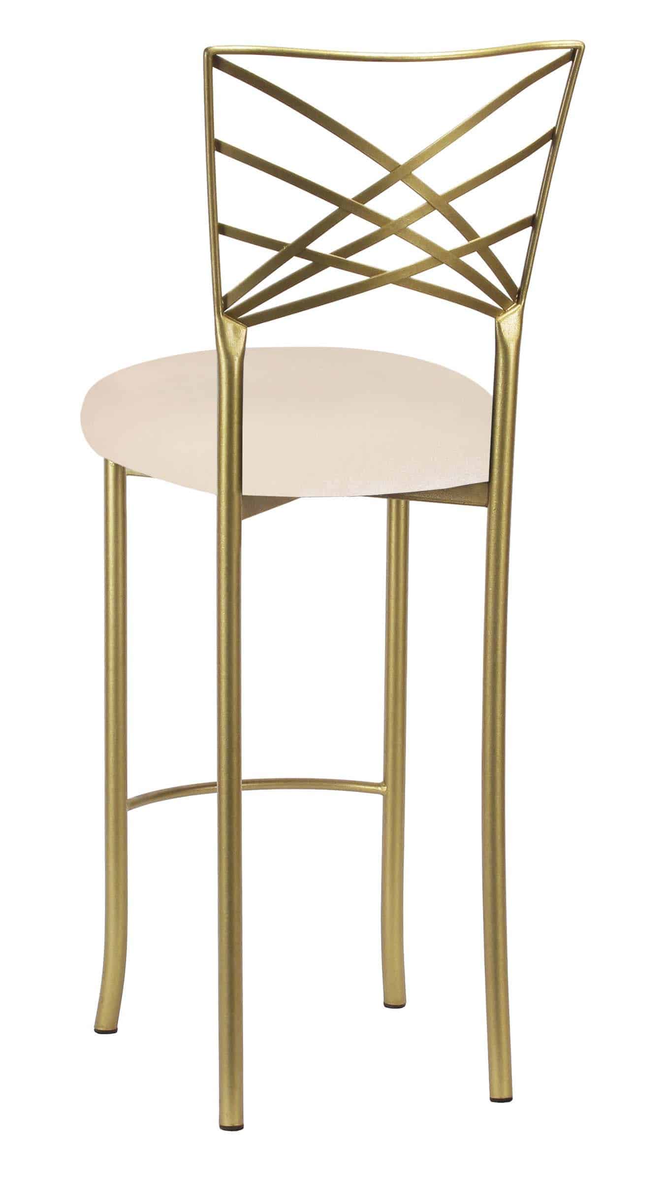 Gold Fanfare Barstool with Ivory Velvet Cushion – Chameleon Chair Collection | Rental
