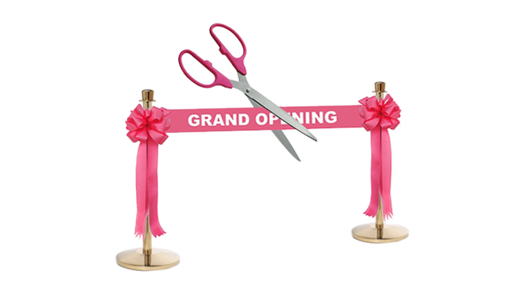Ribbon Cutting Kit | Grand Opening Ceremony Gloss Pink Ribbon, Scissors, Bows & Stanchions | Rental Ribbon Cutting Kit | Grand Opening Ceremony Gloss Pink Ribbon, Scissors, Bows & Stanchions | Rental