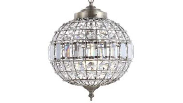 Georgina 12 in. 1-Light Antique Brass Crystal/Metal LED Chandelier Pendant | Rental