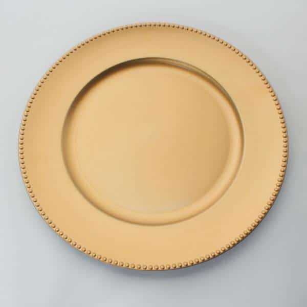 Decostar™ Plastic Charger Plate 13″ – Matte Spray Finish – Gold – 24 Pieces | Rental