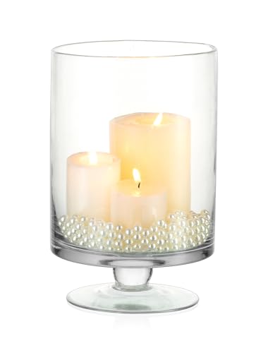 Glass Candle Holder for Pillar Candles – Large Glass Vases for Table Decoration, Clear Hurricane Candle Holder for Wedding Christmas Halloween Party Centerpiece Dining Room Decor, | Rental Glass Candle Holder for Pillar Candles – Large Glass Vases for Table Decoration, Clear Hurricane Candle Holder for Wedding Christmas Halloween Party Centerpiece Dining Room Decor, | Rental