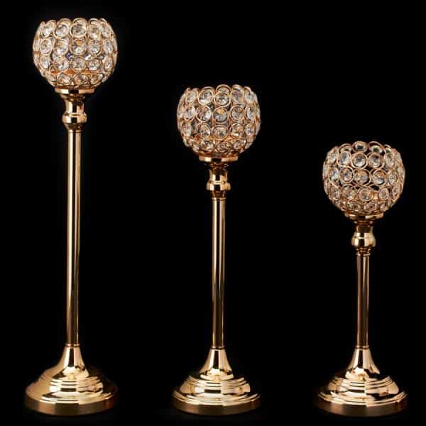Decostar™ Crystal Ball Candle Holder Stand Set of 3 – Gold | Rental Decostar™ Crystal Ball Candle Holder Stand Set of 3 – Gold | Rental