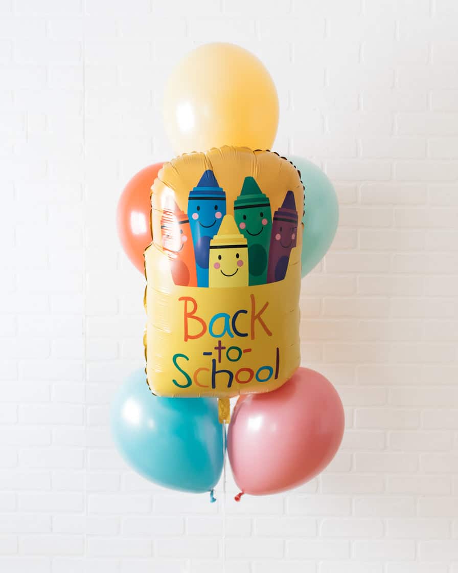 Back 2 School – Crayons Foil and 11in Balloon Bouquet | Rental