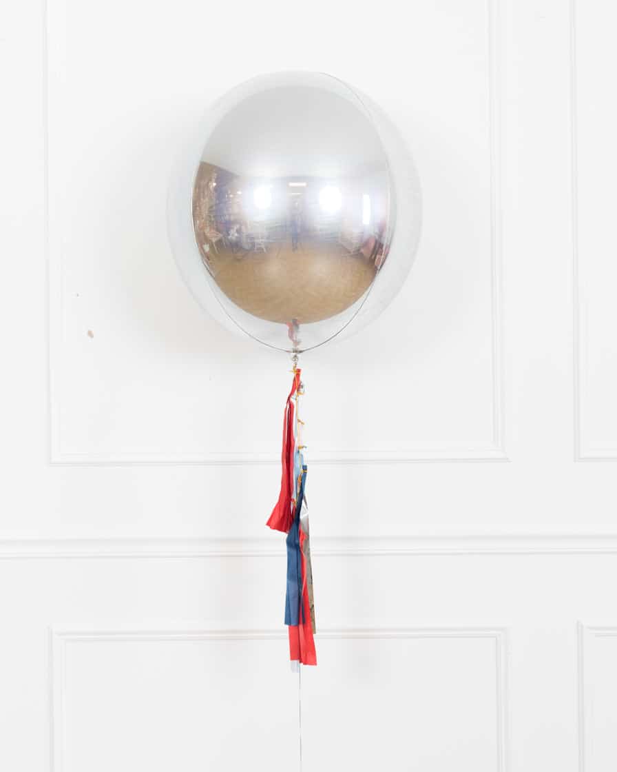 Baseball – 21in Orb Foil Balloon with Half-Tassel | Rental Baseball – 21in Orb Foil Balloon with Half-Tassel | Rental
