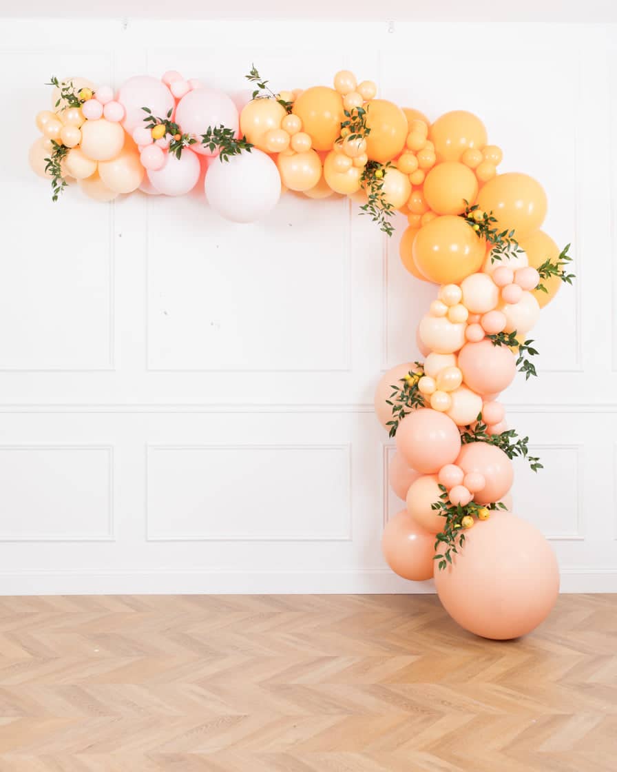 Citrus – Balloon Garland Install Piece with Greenery -12ft | Rental