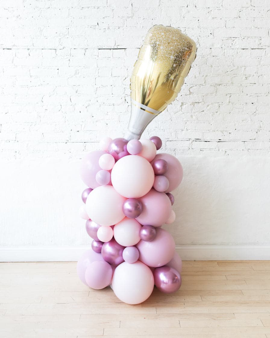 Modern Mauve – Champagne Bottle Balloon Column – 4ft | Rental