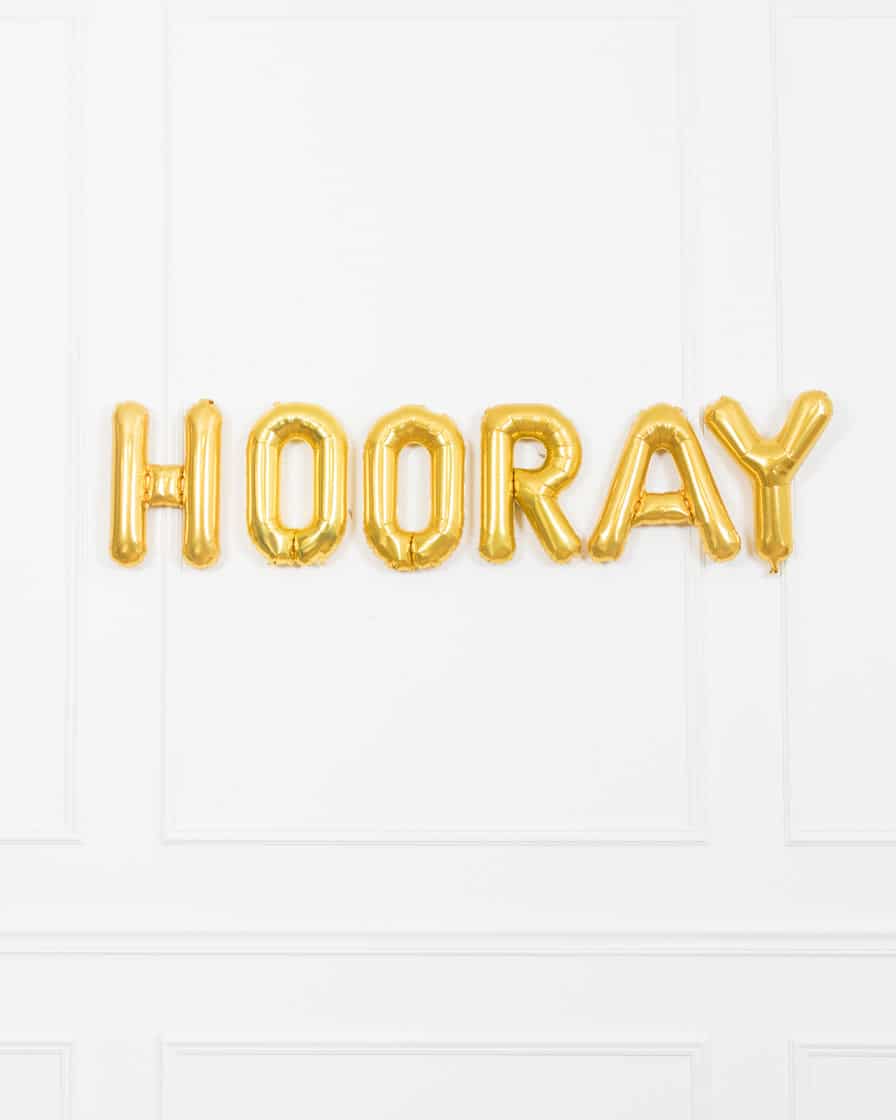 16in Gold Hooray Foil Balloon Set | Rental 16in Gold Hooray Foil Balloon Set | Rental