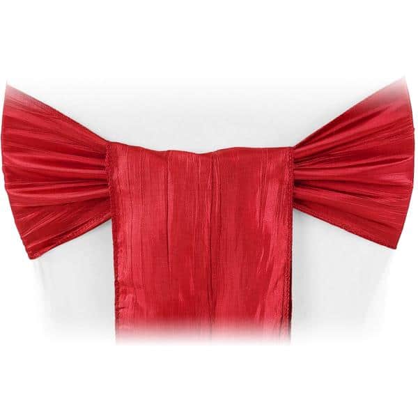 Accordion Crushed Taffeta Chair Sash – Red | Rental