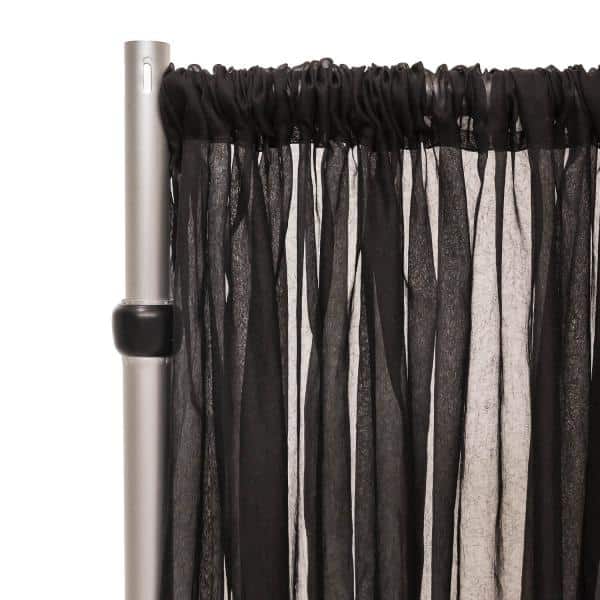 *FR* Crushed Sheer Voile Curtain Panel by Eastern Mills w/ 4″ Pockets – 10ft Wide – Black | Rental