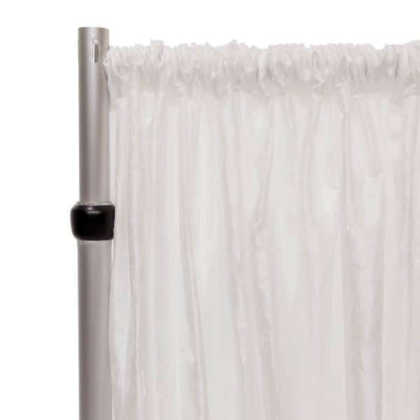 *FR* Crushed Taffeta Drape Panel by Eastern Mills 9 1/2 FT Wide w/ 4″ Sewn Rod Pocket – White | Rental