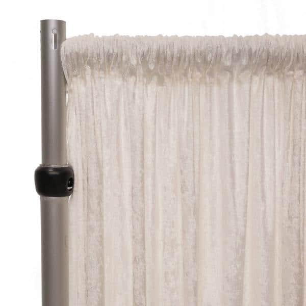 Fire Retardant Economy Panne Stretch Velvet Drape w/ Sewn Rod Pocket – Ivory | Rental