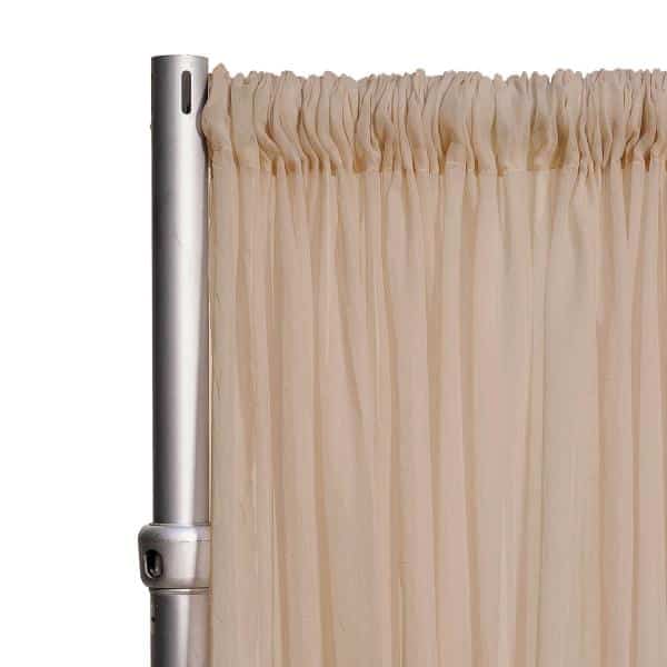 *FR* Crushed Sheer Voile Curtain Panel by Eastern Mills w/ 4″ Pockets – 10ft Wide – Sand | Rental