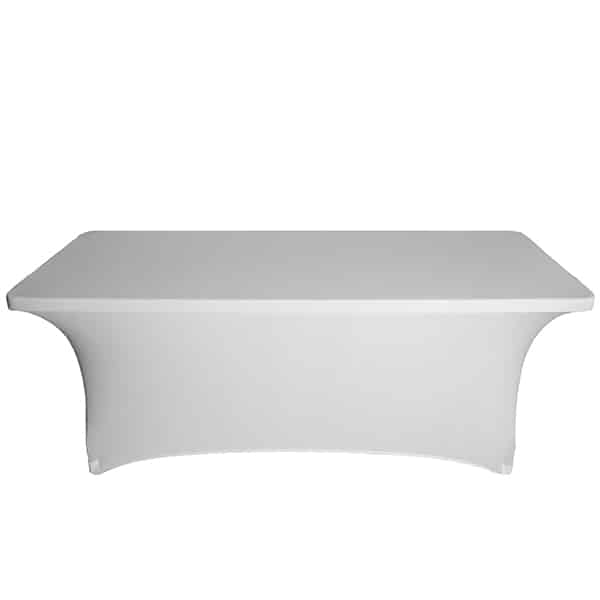 8ft Banquet 200 GSM Grade A Quality Spandex Table Cover – White | Rental