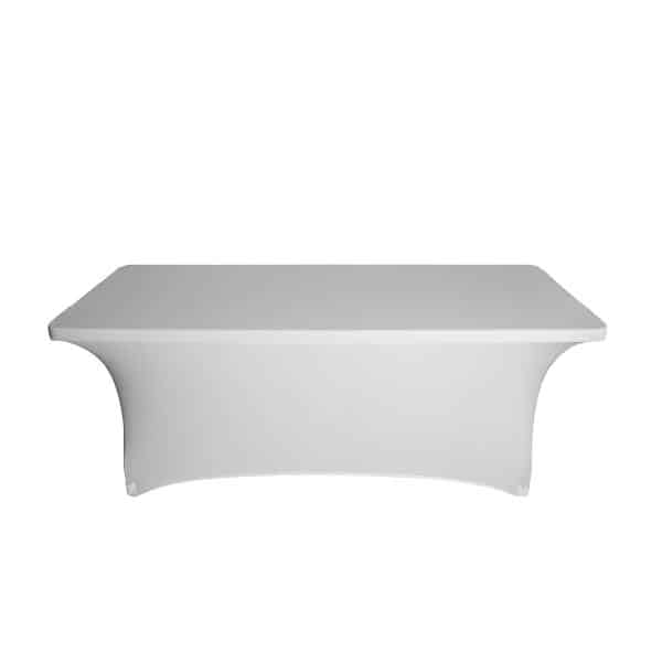 6ft Banquet 200 GSM Grade A Quality Spandex Table Cover – White | Rental