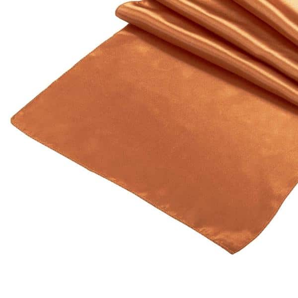 Sleek Satin Runner 14″ x 108″ – Burnt Orange | Rental