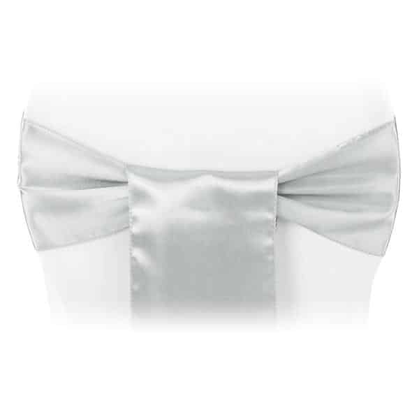 Sleek Satin Sash 6″ x 108″ – Silver | Rental
