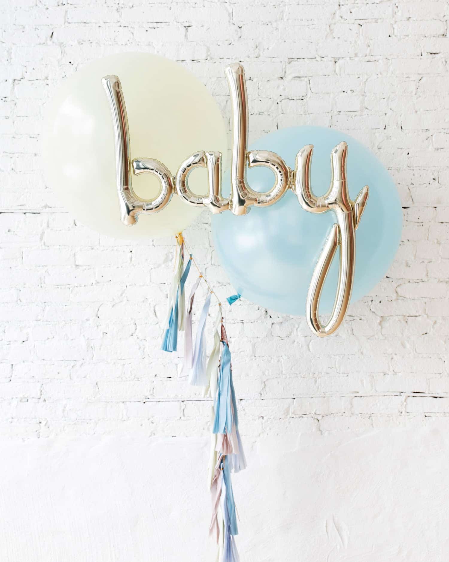 GIFT-Ivory & Light Blue Giant Baby Bouquet and Blush Tassel | Rental