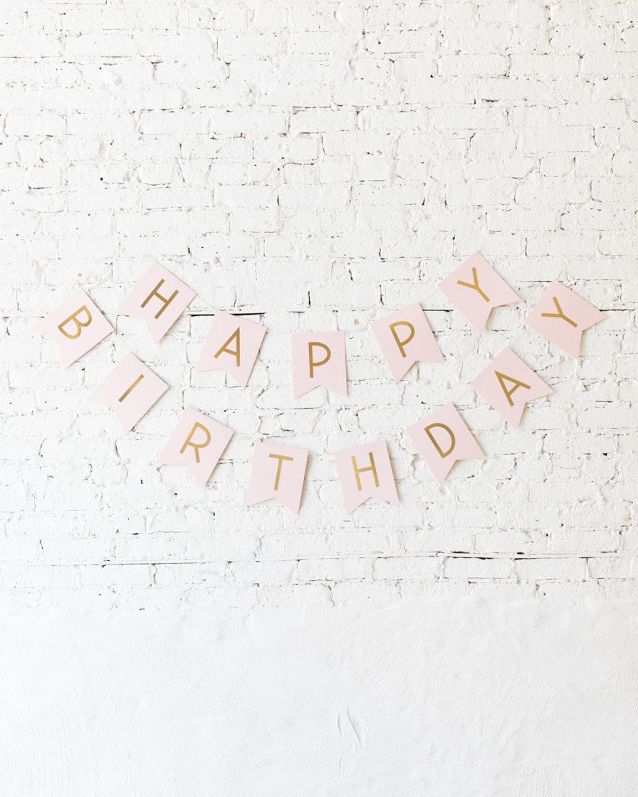 Ginger Ray Pastel Pink Happy Birthday Bunting | Rental