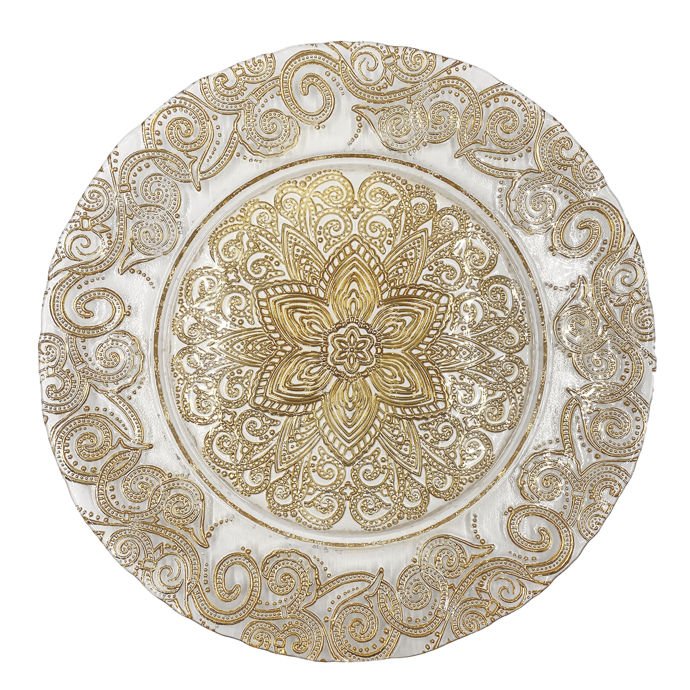 Henna – Glass Charger Plate in Gold (Item # 0294) | Rental