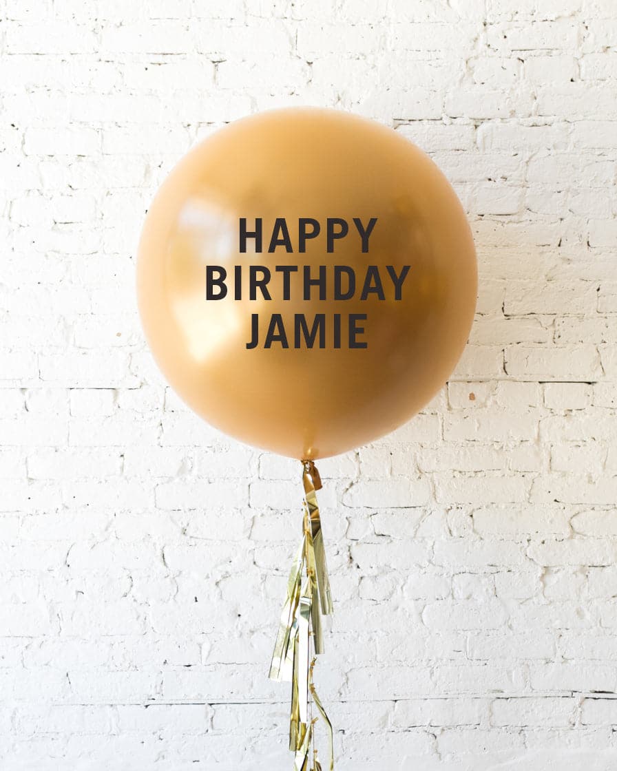 Golden – Personalized Happy Birthday Balloon with Tassel | Rental Golden – Personalized Happy Birthday Balloon with Tassel | Rental