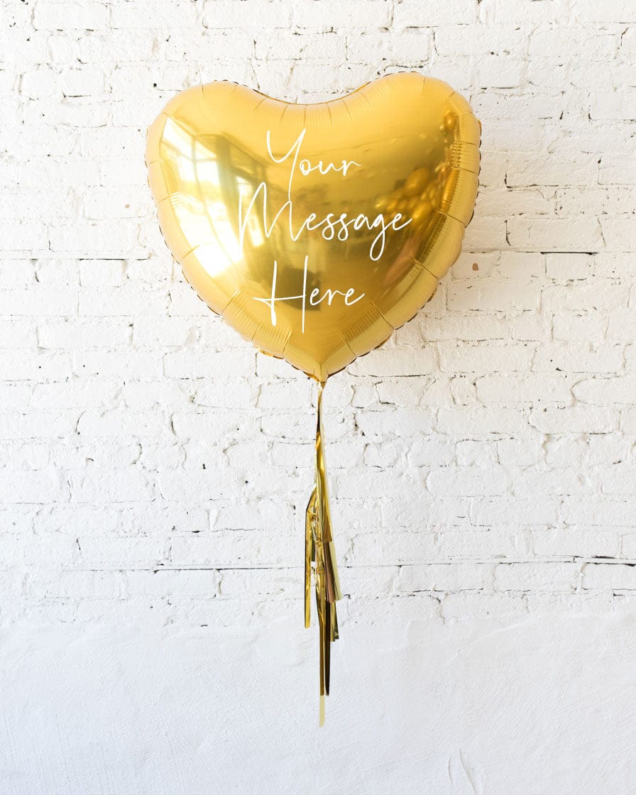 Golden – 36in Heart Foil Balloon with Half-Tassel | Rental Golden – 36in Heart Foil Balloon with Half-Tassel | Rental