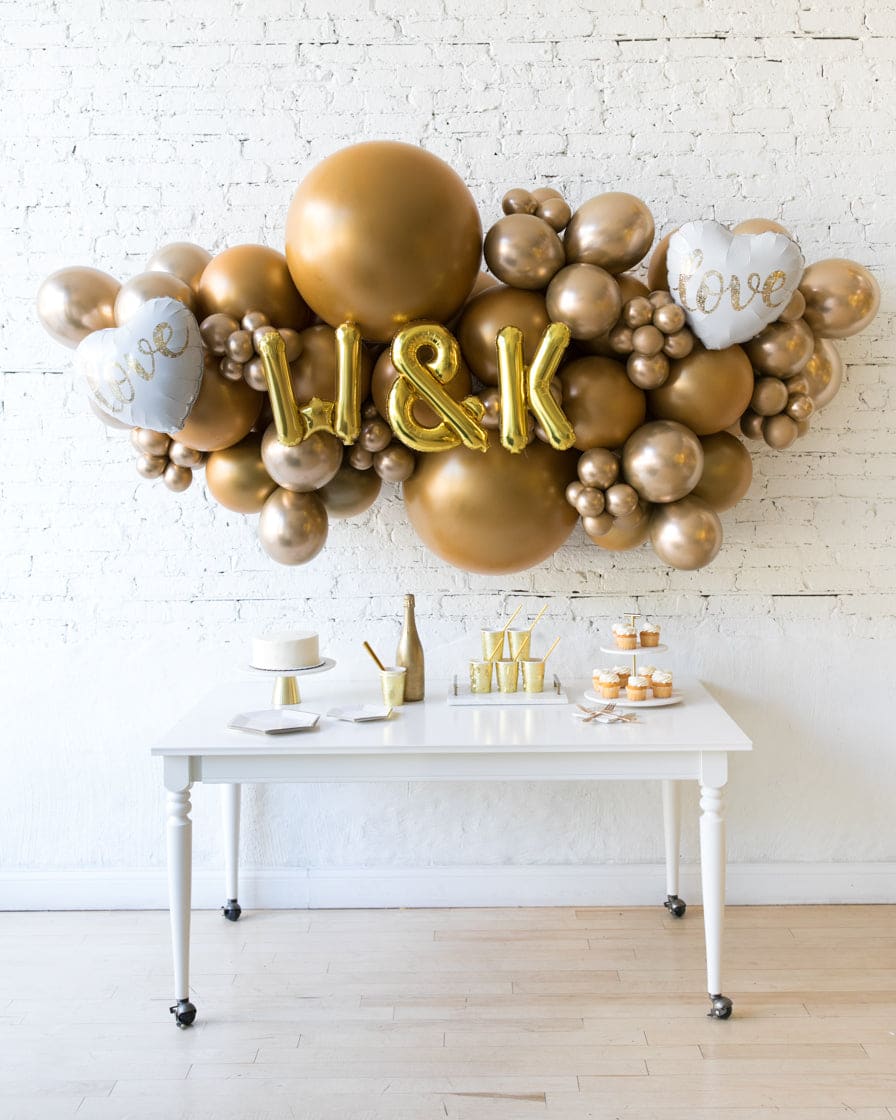 Golden – Personalized Backdrop Balloon Garland Install Piece – 6ft | Rental
