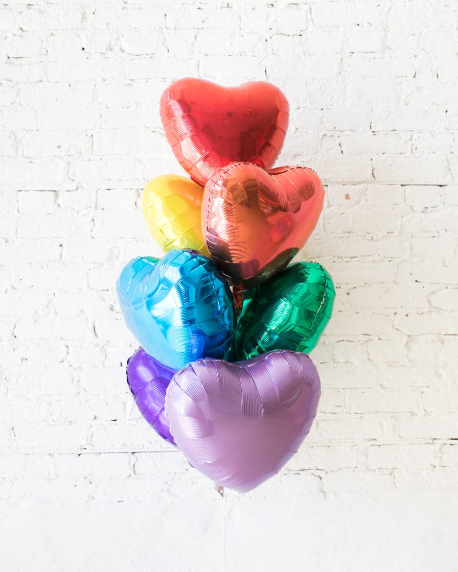 GIFT-Rainbow Palette Heart Balloon Bouquet | Rental