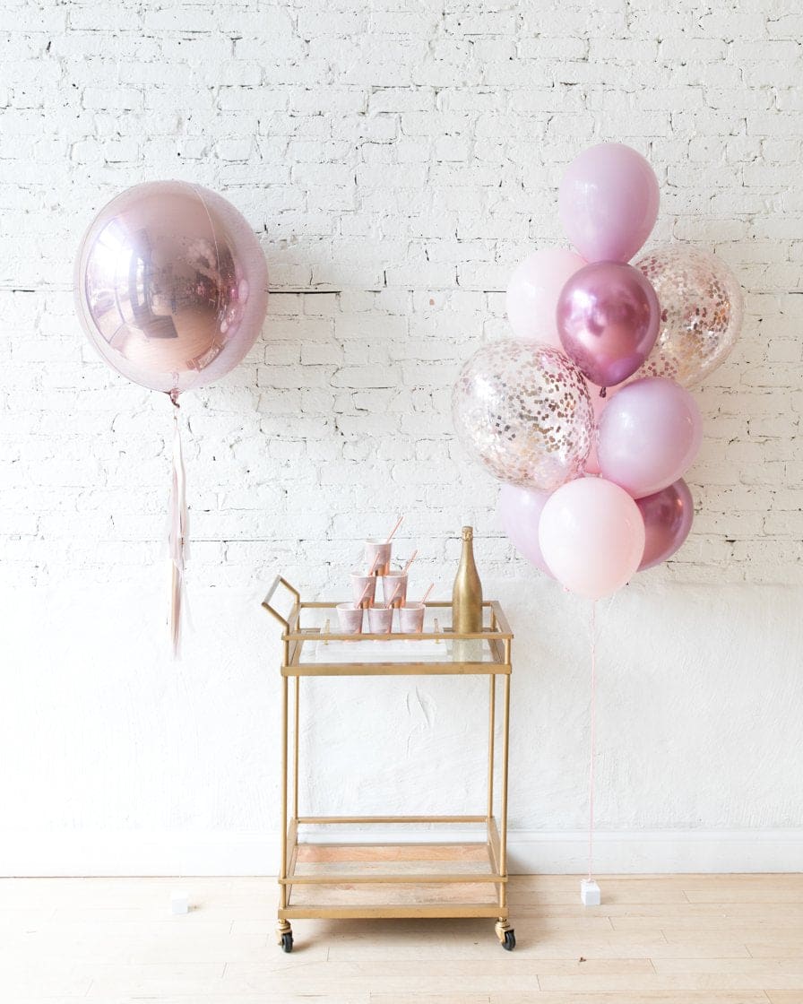 Modern Mauve – 21in Orb & Confetti Bouquet Set | Rental