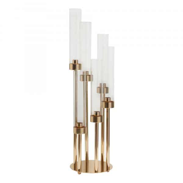 Decostar™ Round Six Arm Cluster Candle Holder 24½”- Gold | Rental