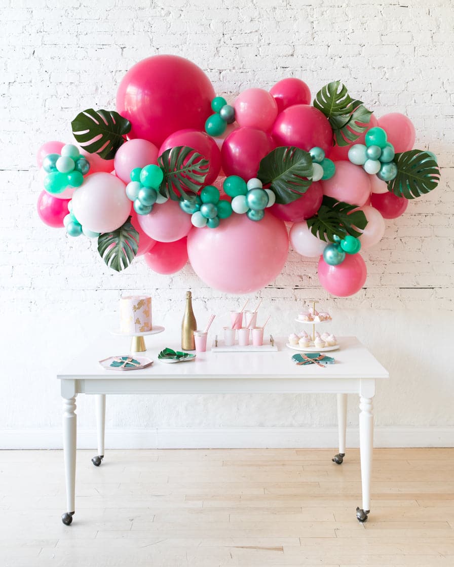 Flamingo Fling – Backdrop Balloon Garland Install Piece with Greenery – 6ft | Rental