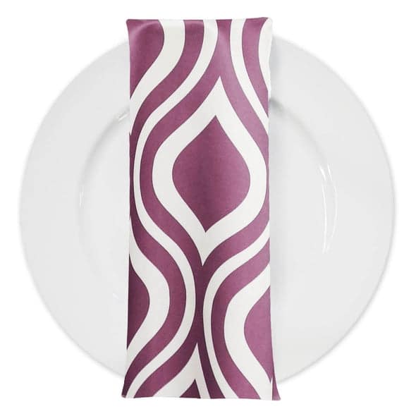 Groovy Print (Lamour) Table Napkin in Plum | Rental Groovy Print (Lamour) Table Napkin in Plum | Rental