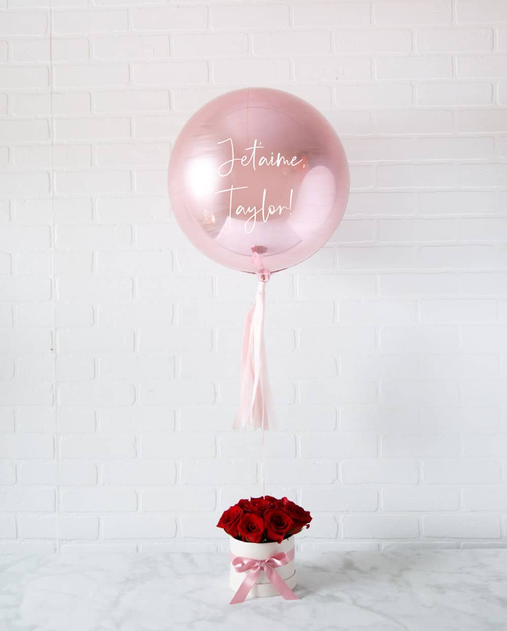 GIFT-Rose Gold Orb and Red Rose Bloom Box | Rental