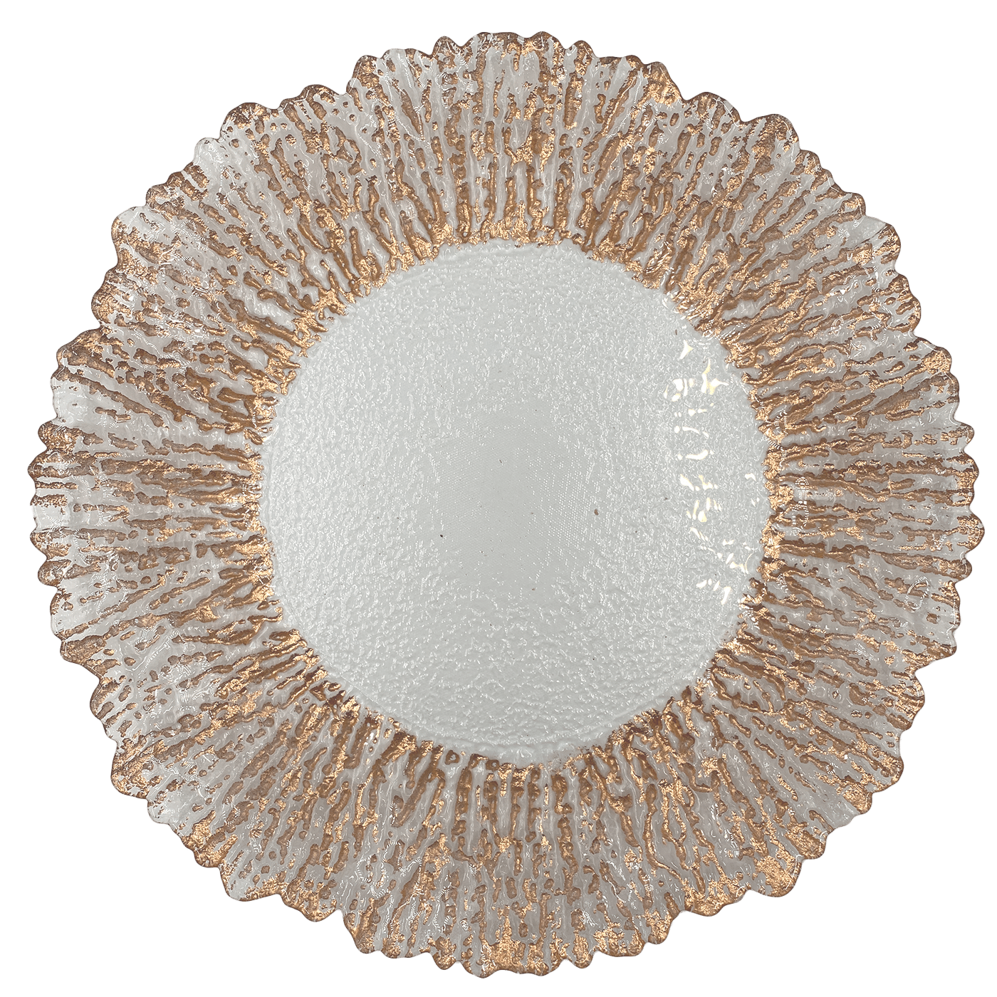 Floral – Glass Charger Plate in Rose Gold (Item # 0238) | Rental