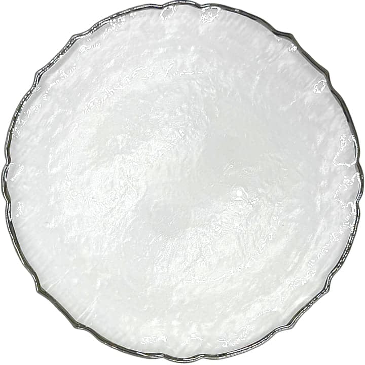Ribbon – Glass Charger Plate in Silver (Item # 0296) | Rental