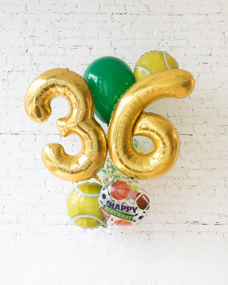 GIFT-Tennis Theme – Double-Digit Number Balloon Bouquet | Rental