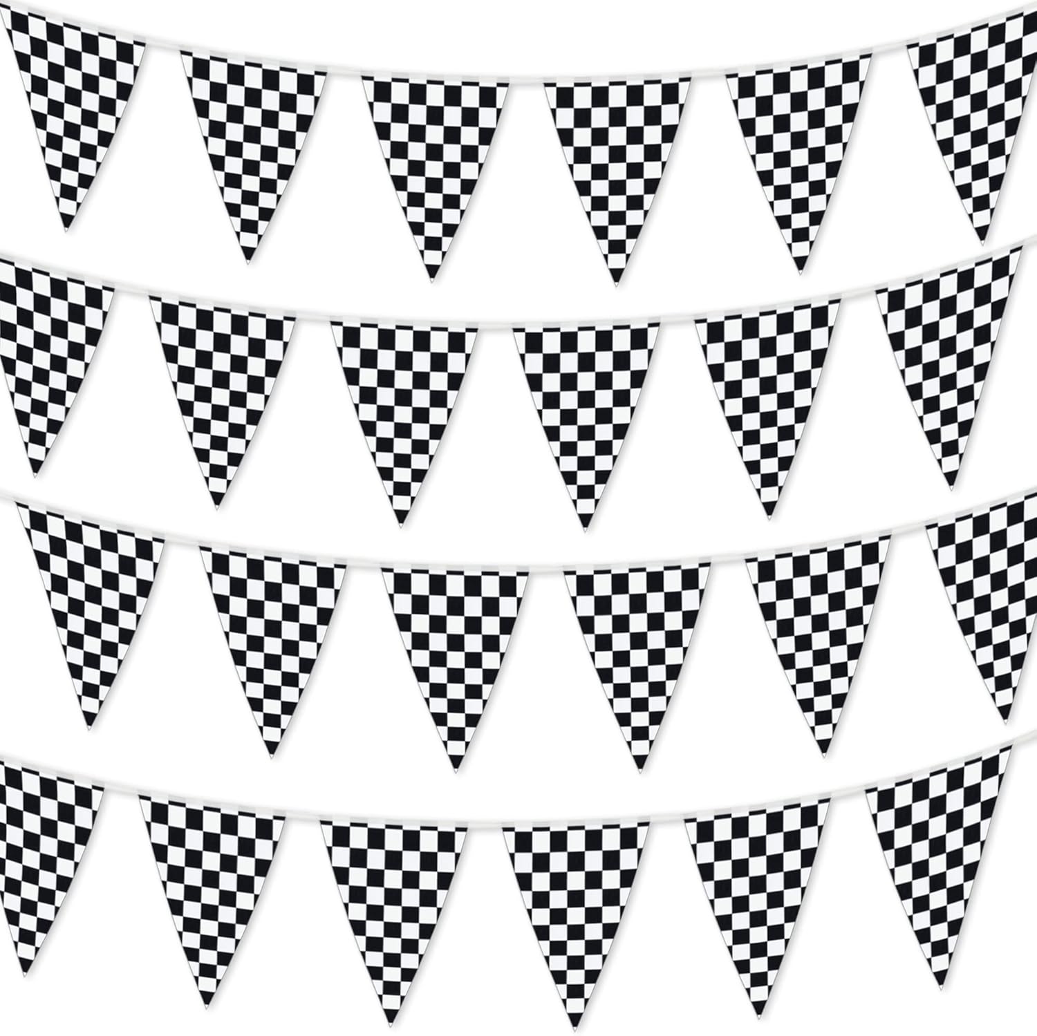Checkered Flags Black and White 100’ FT Pennant Racing Banner | Rental