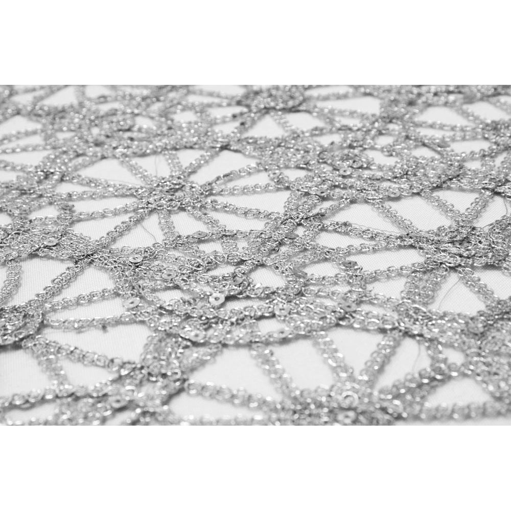 10 yards Chemical Chain Lace Fabric Bolt – Silver | Rental