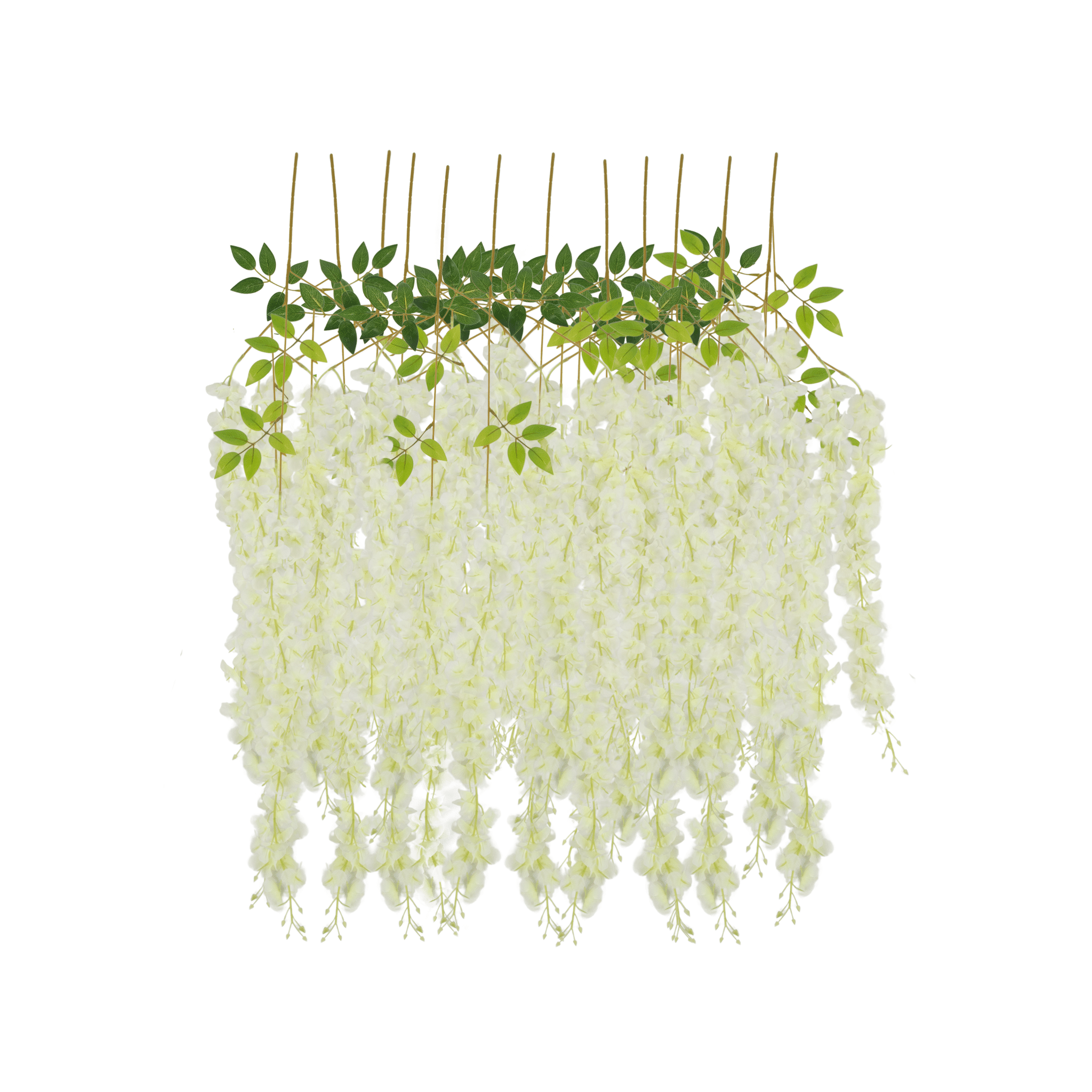 12 Pack Hanging Wisteria Vines Silk Flower Stem – Ivory | Rental