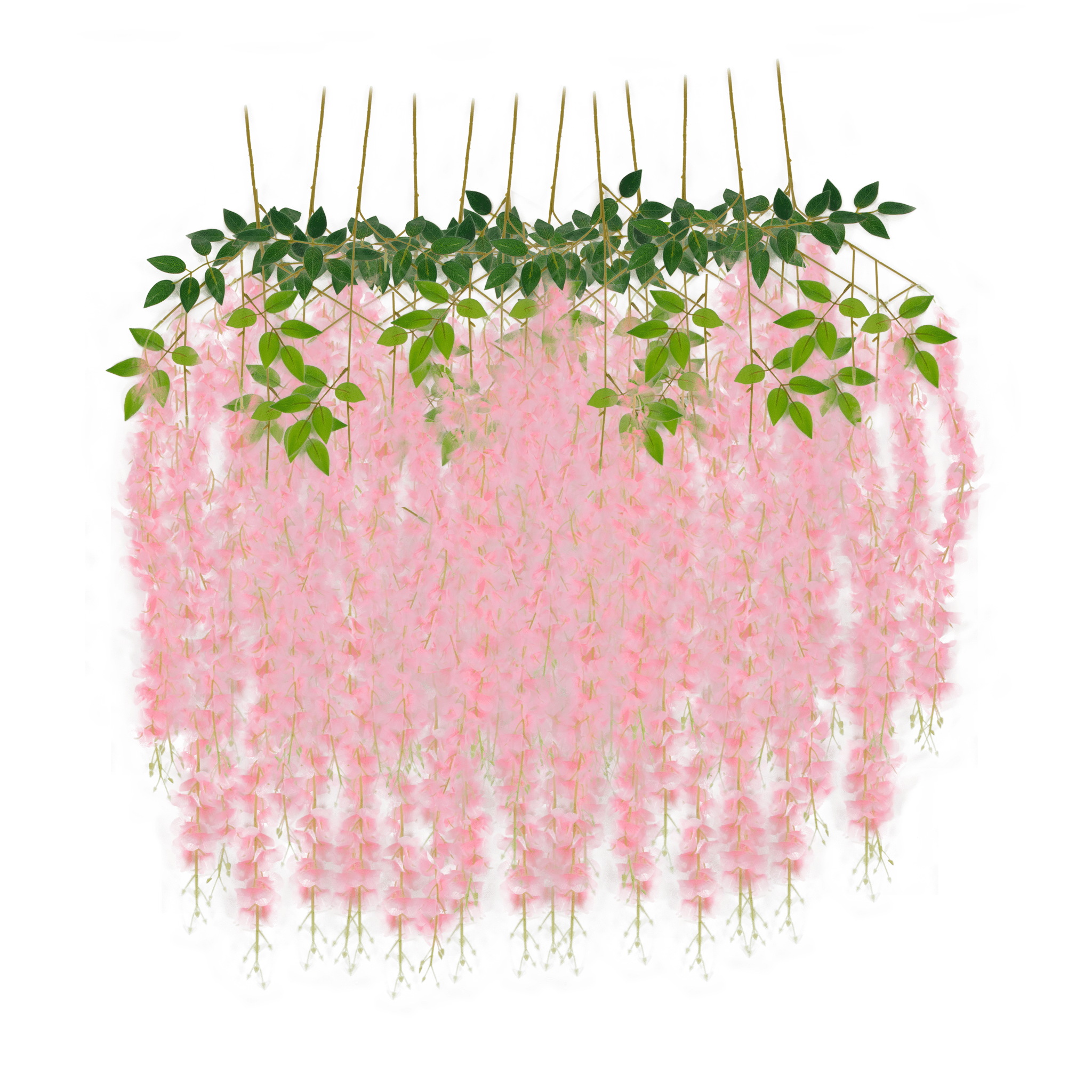 12 Pack Hanging Wisteria Vines Silk Flower Stem – Pink | Rental