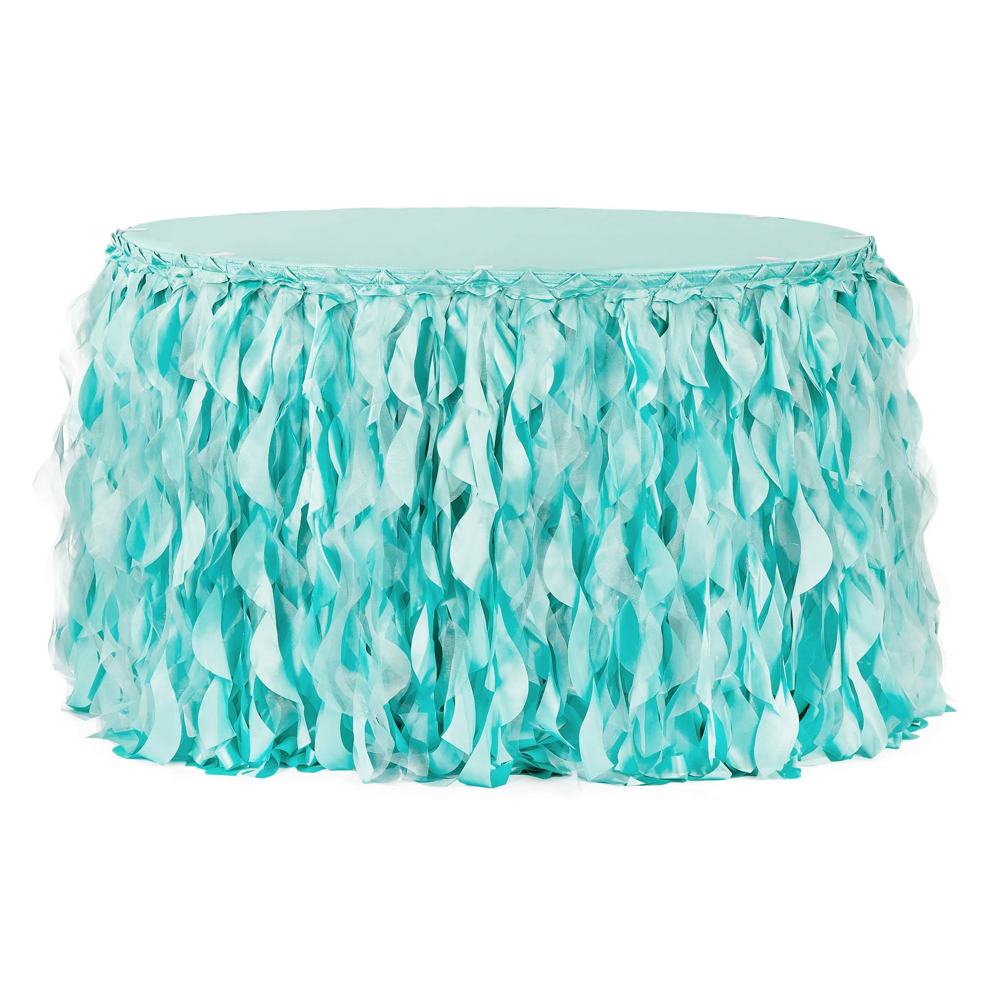 Curly Willow 17ft Table Skirt – Turquoise | Rental Curly Willow 17ft Table Skirt – Turquoise | Rental